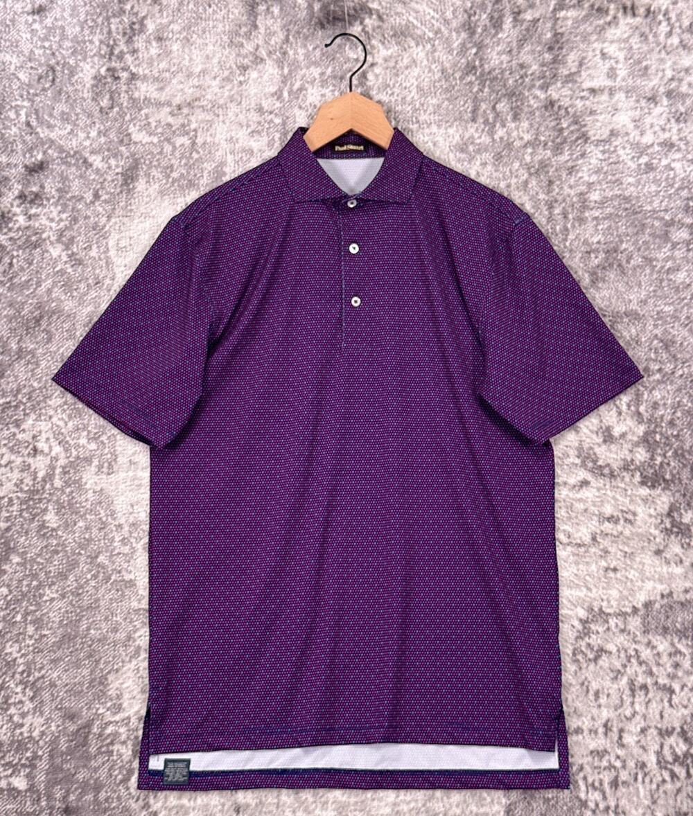 Paul Stuart Polo Shirt Small Mens Blue Polka Dot Performance Golf
